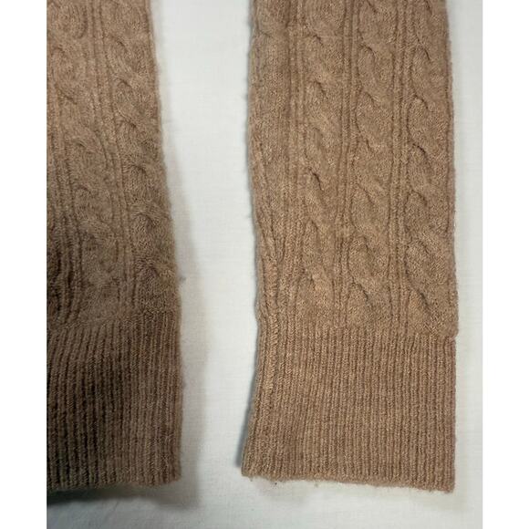 J.Crew Brown Wool Alpaca Cable Knit Ruffle Turtleneck Sweater Women’s Small - Picture 3 of 10
